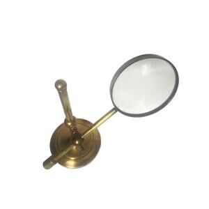 Vintage Desk Top Brass Magnifying Glass on Stand